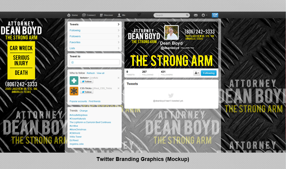 Twitter (Social Media) Branding Graphics_1 | Design, Branding, Advertising, & Marketing for Attorney Dean Boyd | Octane Studios Amarillo, TX