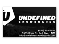 Undefined Snowboards Business Card Design (front)