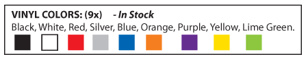 Vinyl Decal Color Chart (Colors in Stock)
